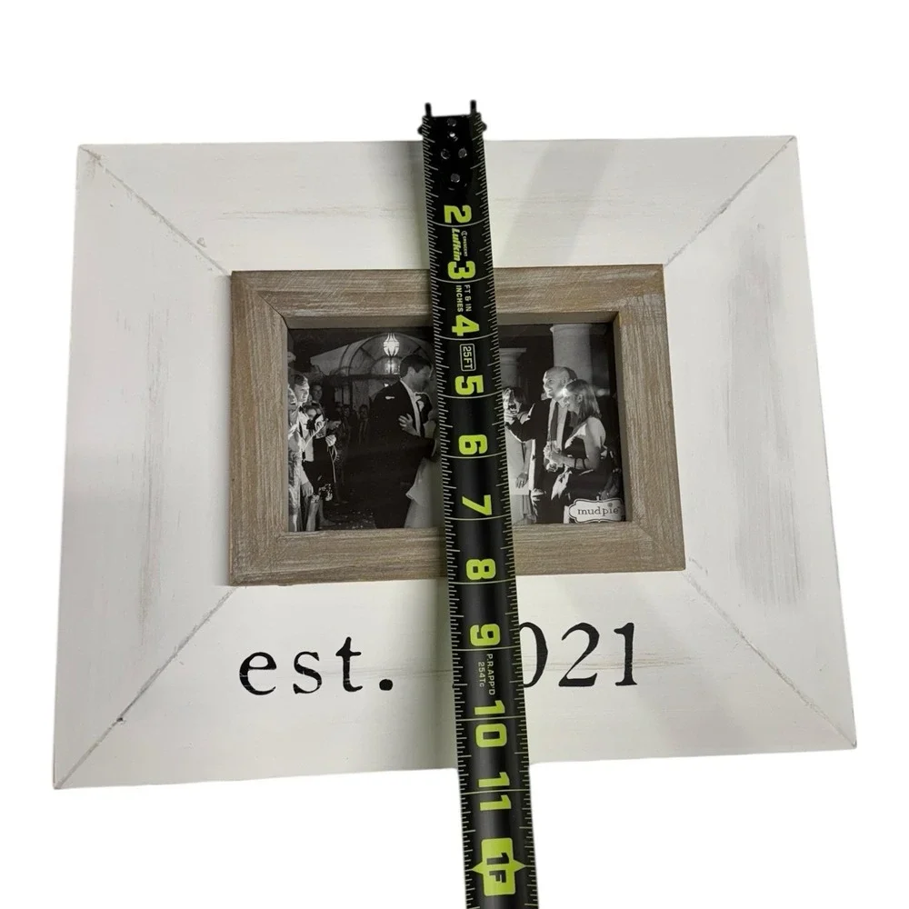 Mud Pie Wedding Collection EST 2021 Wood Photo Frame Holds 4